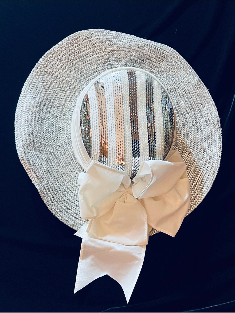 Whittail & Shon Vintage Wide Brim Straw Sequin Hat